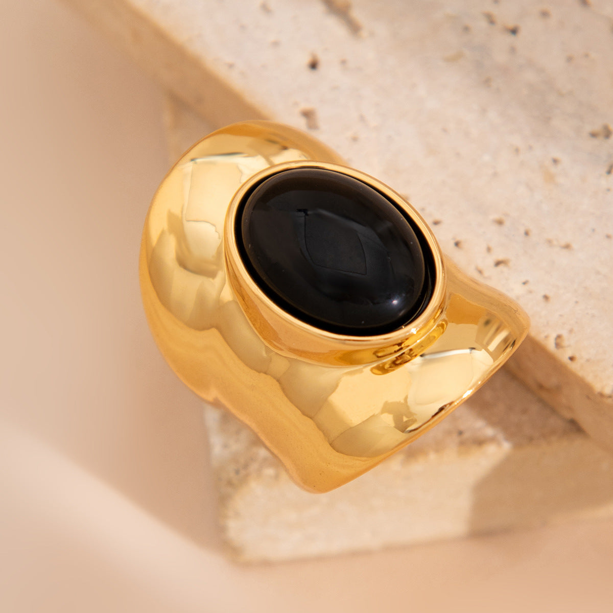 Retro Inlaid Gemstone Ring Acrylic Versatile Ring Set
