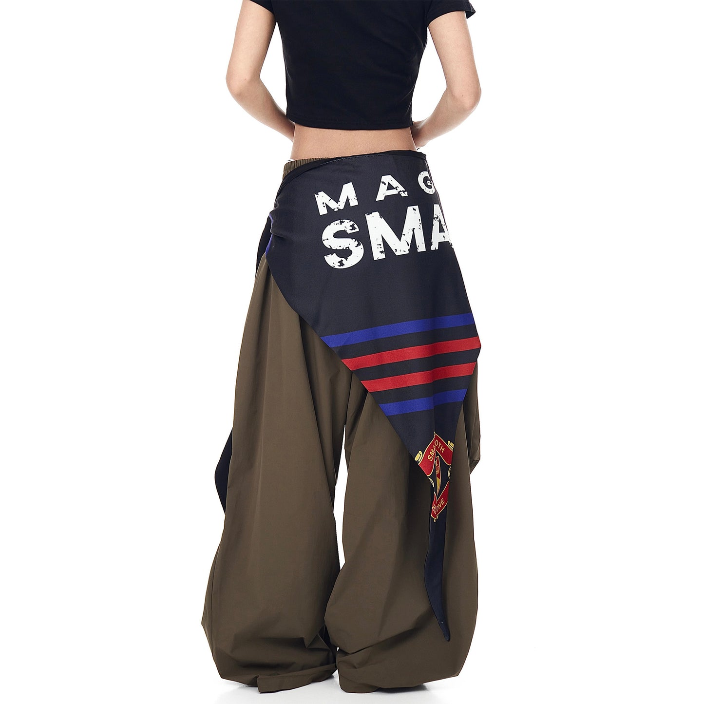 Summer loose pleated curved knife wide leg pants
