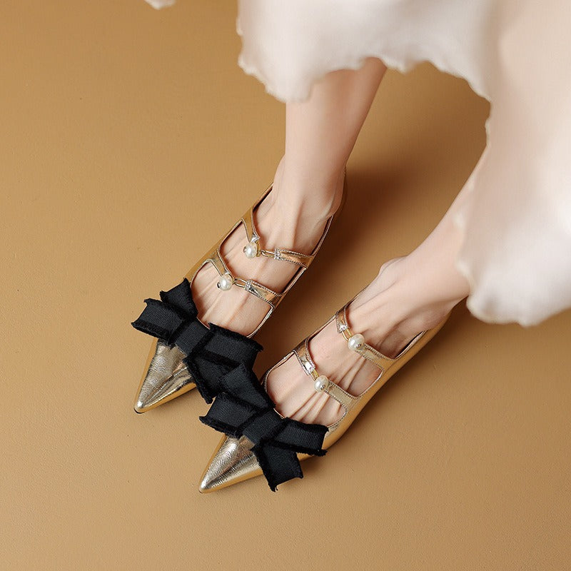 Women's new style shoes with pointed toe bows