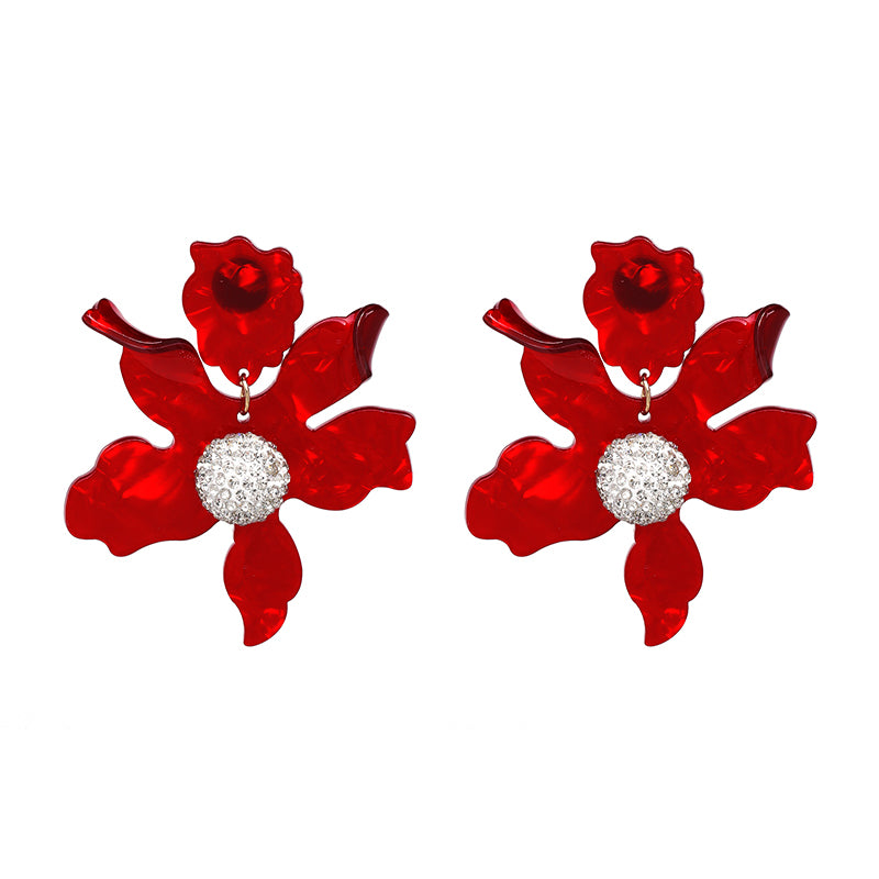 Luxury Resin Flower Statement Drop Earrings