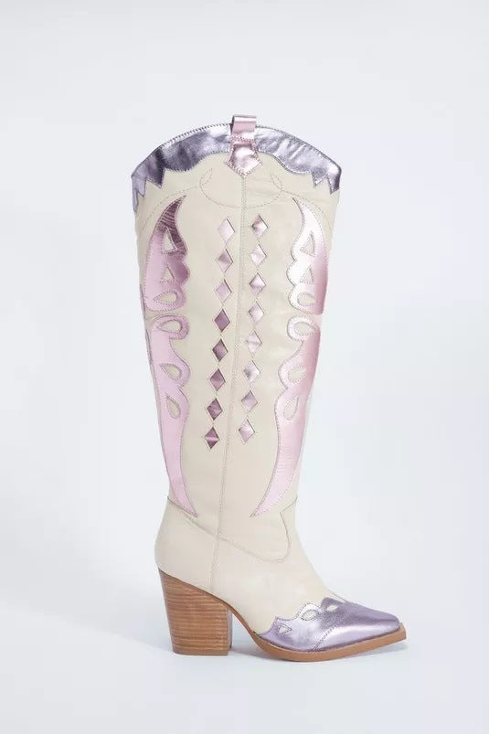 Women's shoes multi colored Long Boots Cowboy