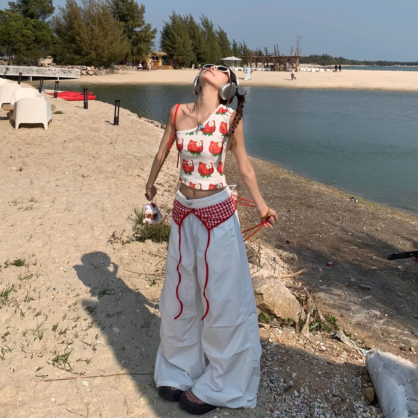 Summer loose casual women's pleated wide leg pants