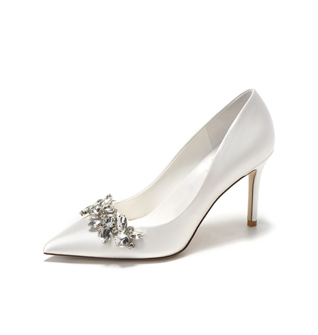 Wedding crystal bridal shoes bridesmaid shoes white high heels