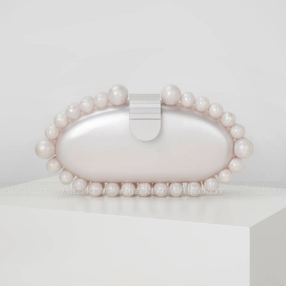 Acrylic Dinner Bag Fashionable and Elegant Beaded Marble Bag