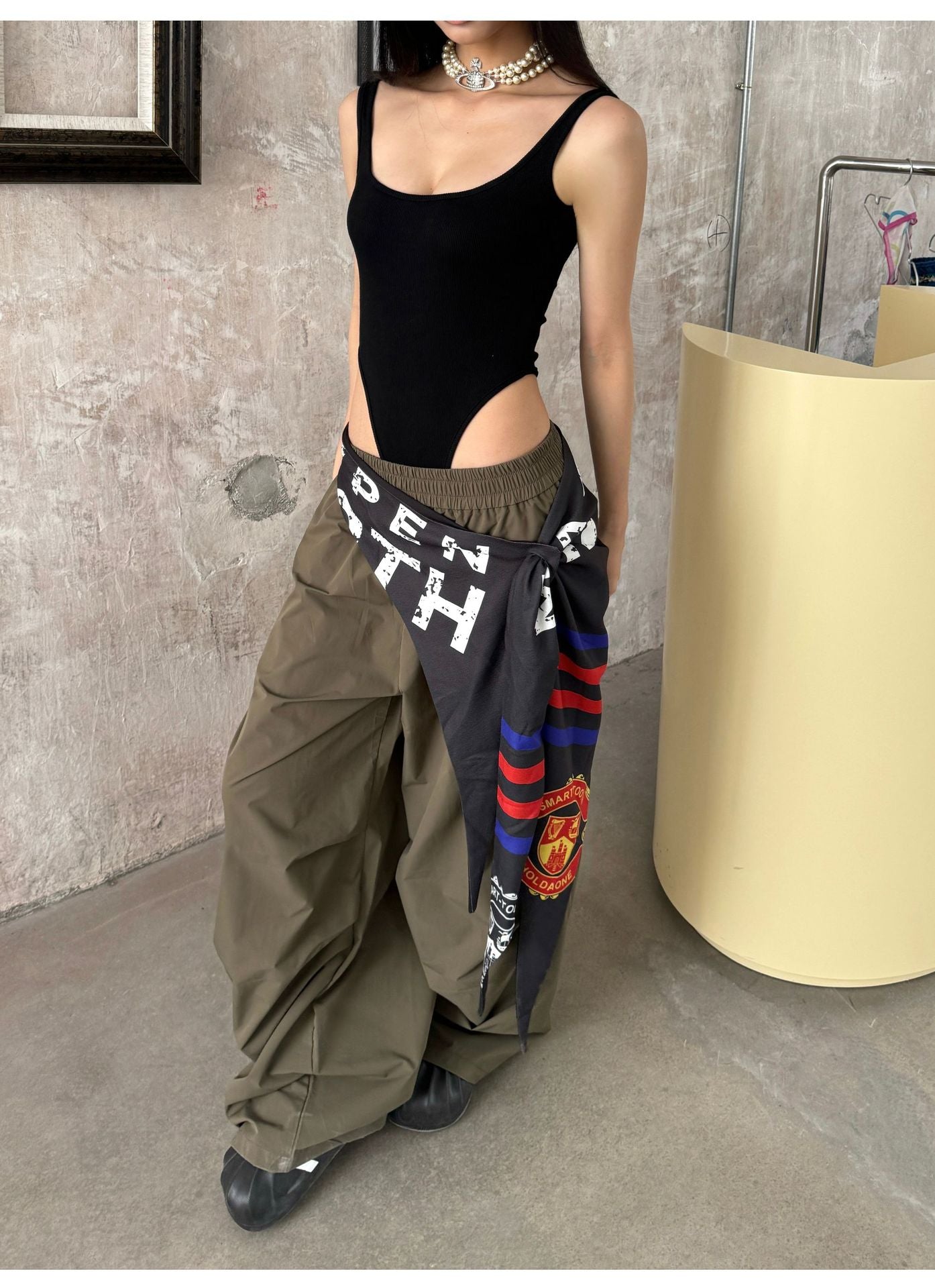 Trending Women's summer with fart curtain loose wide leg pants
