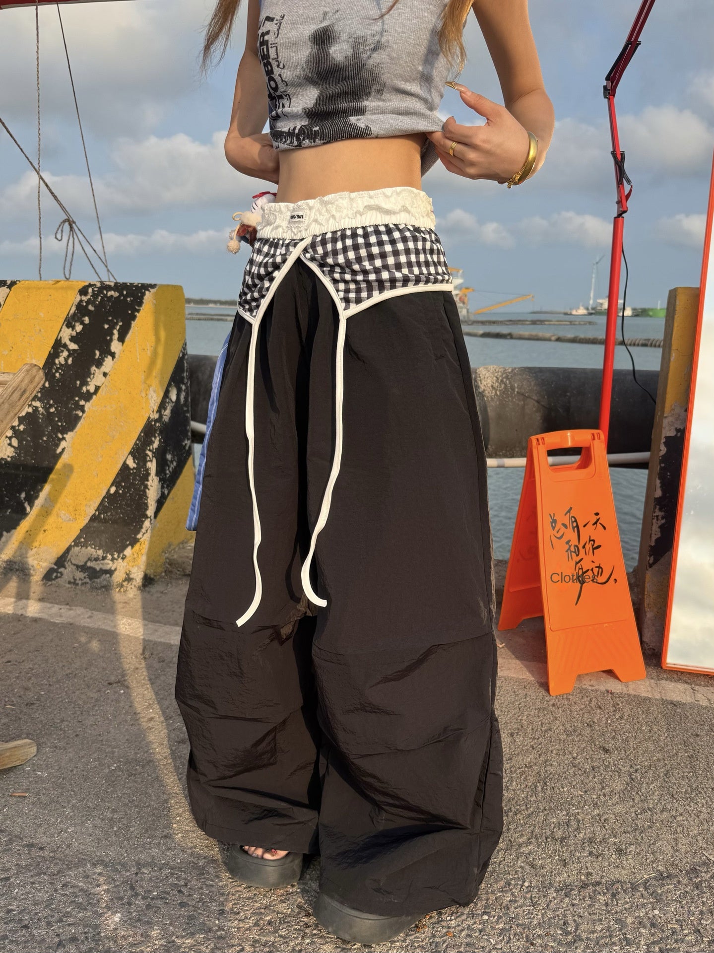 Summer loose casual women's pleated wide leg pants