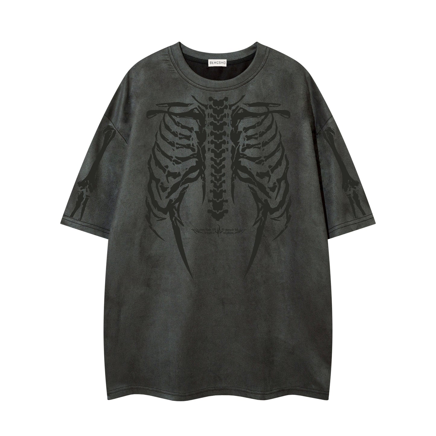 Skeleton print short sleeved T-shirt loose top