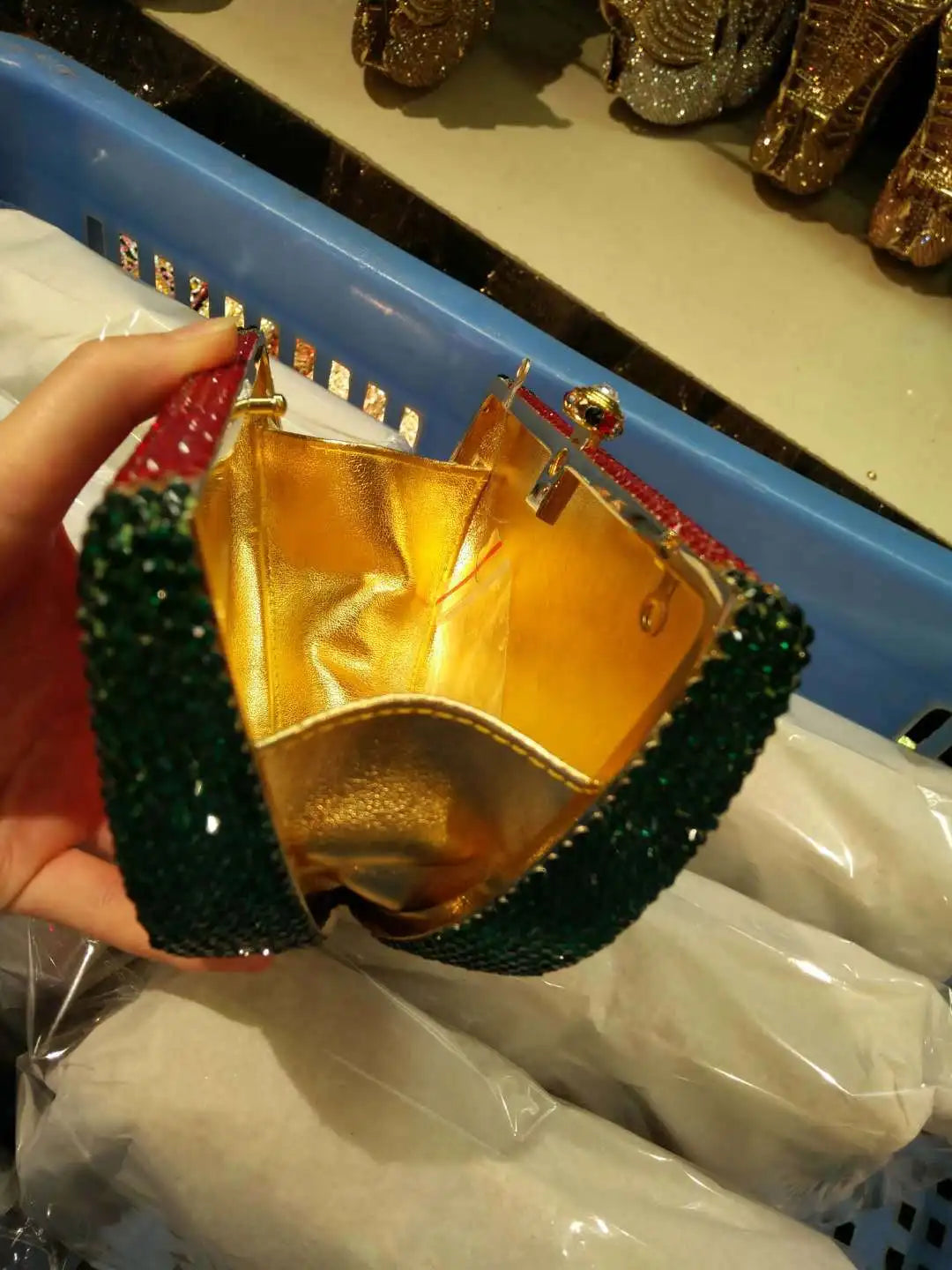 Watermelon Crystal Diamond Evening Women Rhinestone Handbag Purse