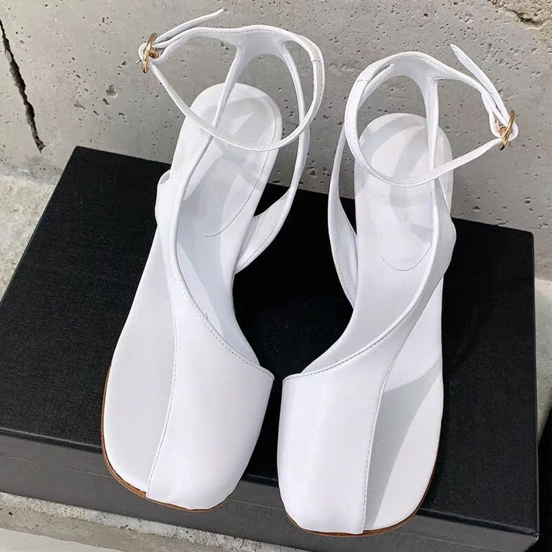 Strange Heel Square Toe Hollow Sandals Women Shoes Summer