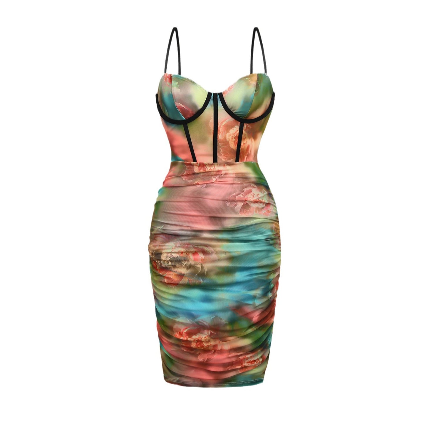 Mesh camisole short skirt, hip hugging dress
