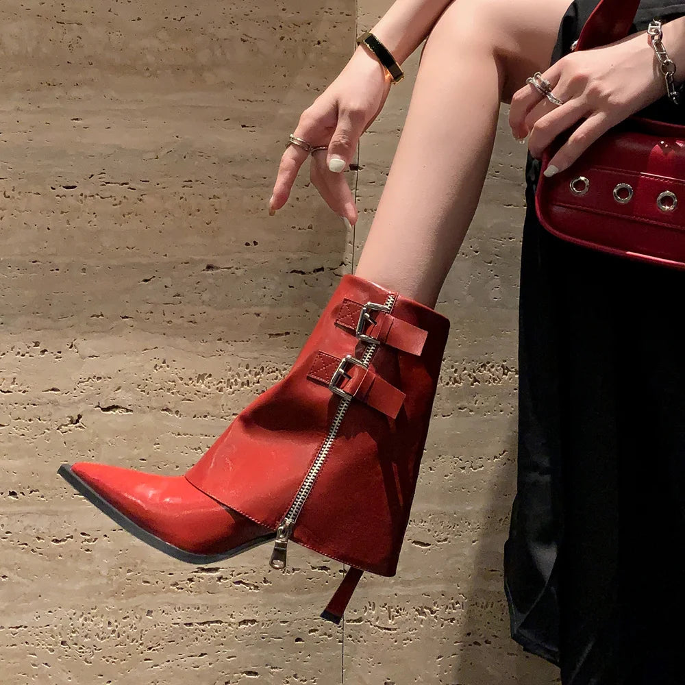 High Heel Genuine Leather Ankle Boots