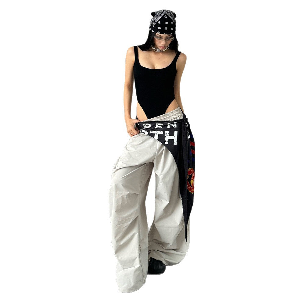 Trending Women's summer with fart curtain loose wide leg pants