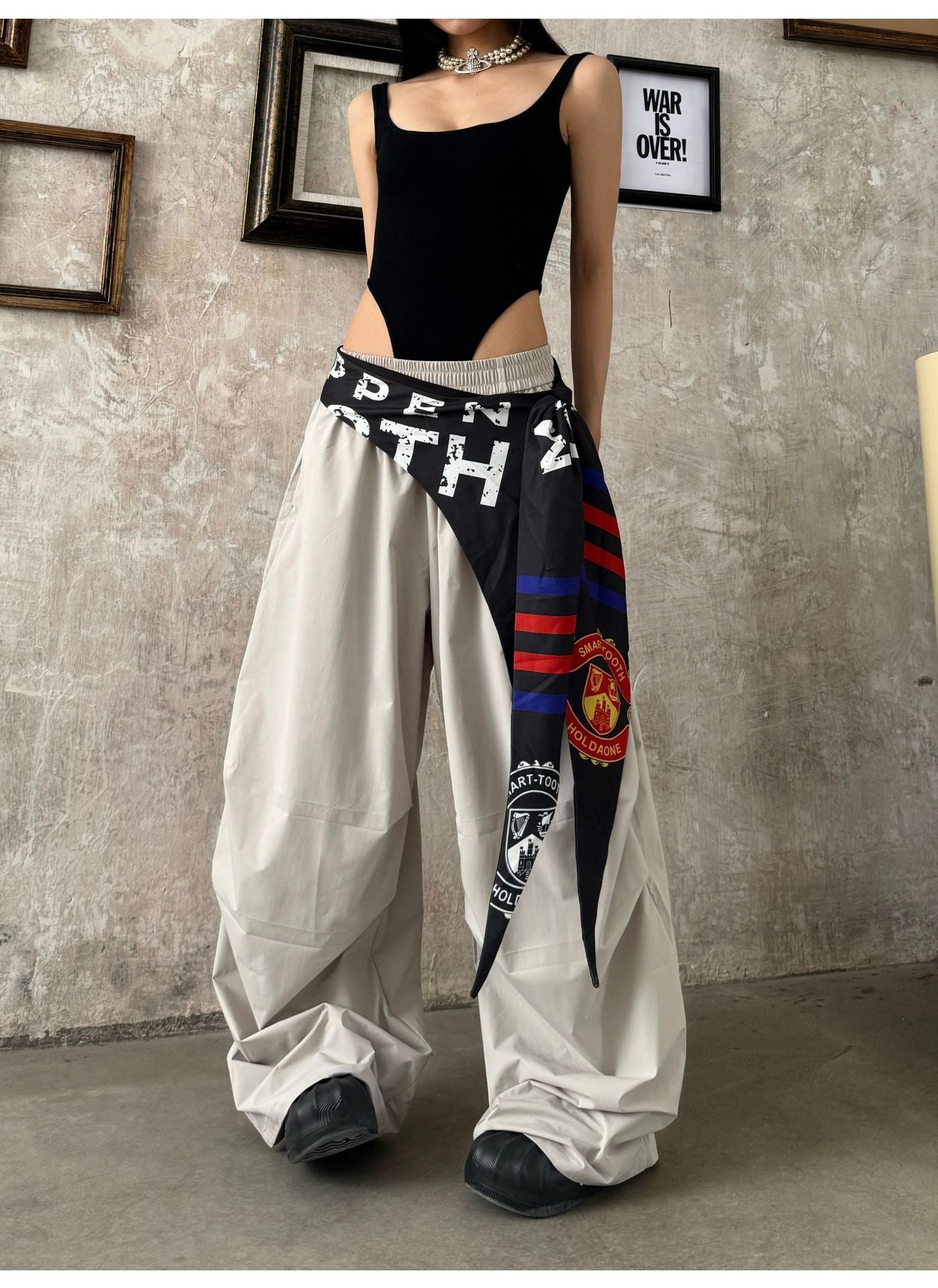 Trending Women's summer with fart curtain loose wide leg pants