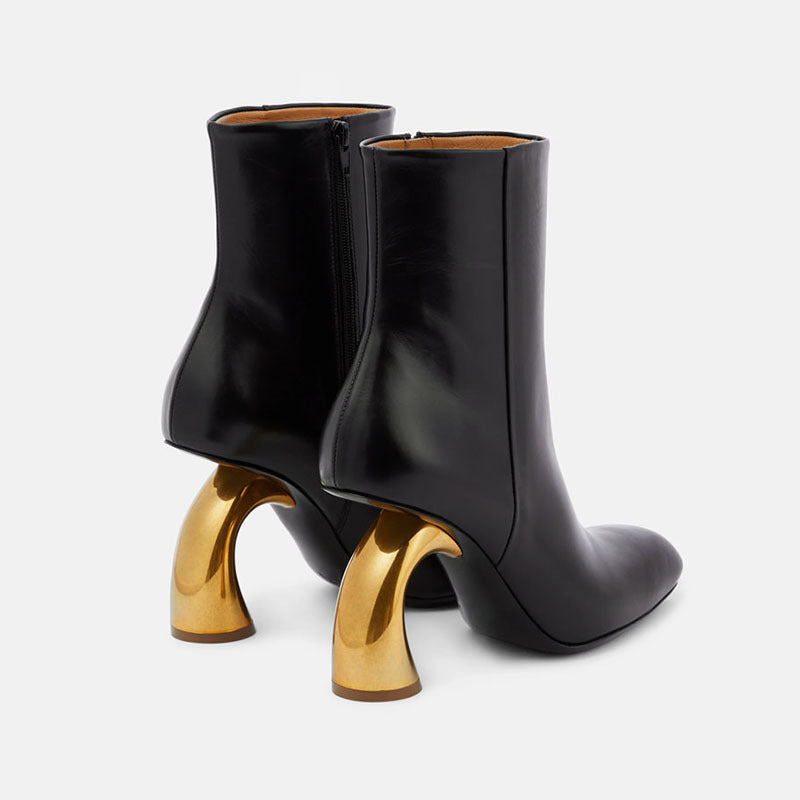 Elegant Metal Heel Square Toe Ankle Boots