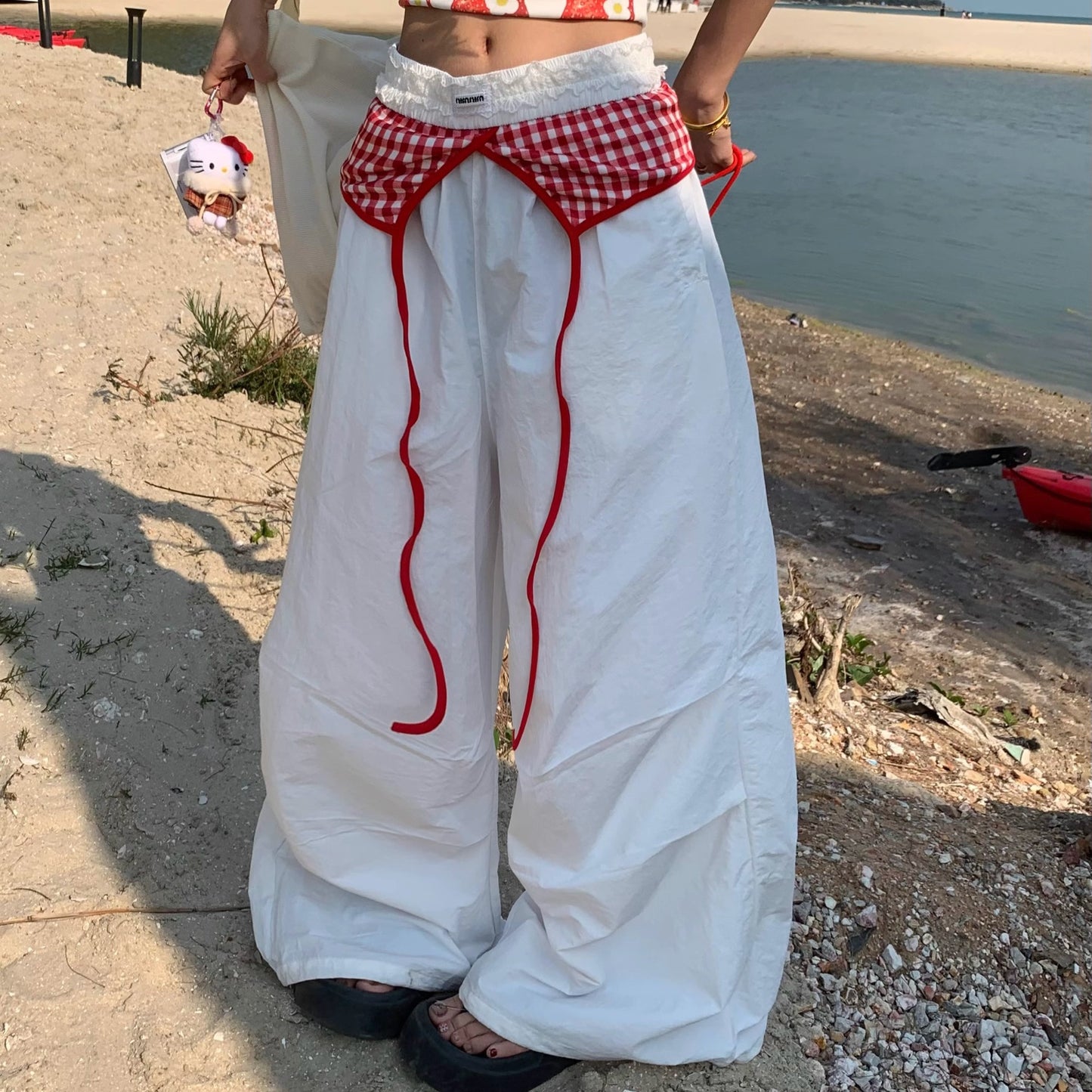 Summer loose casual women's pleated wide leg pants