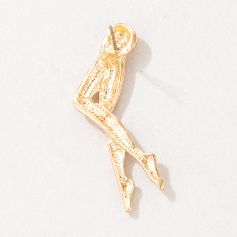 Gold Alloy Leg Charm Earrings