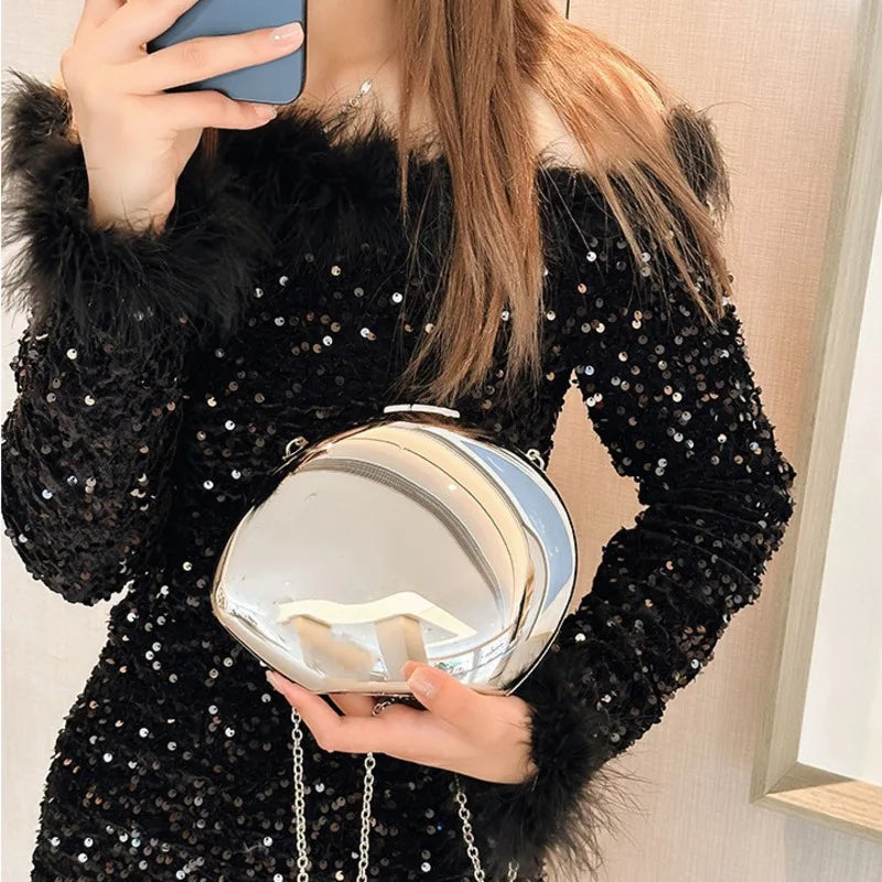 Metal acrylic shoulder crossbody chain women's makeup bag