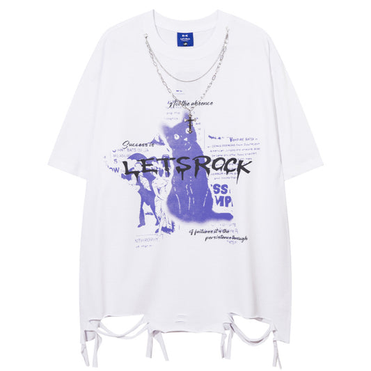 Short Sleeve T-Shirt  Summer High Street Loose Fit Tee