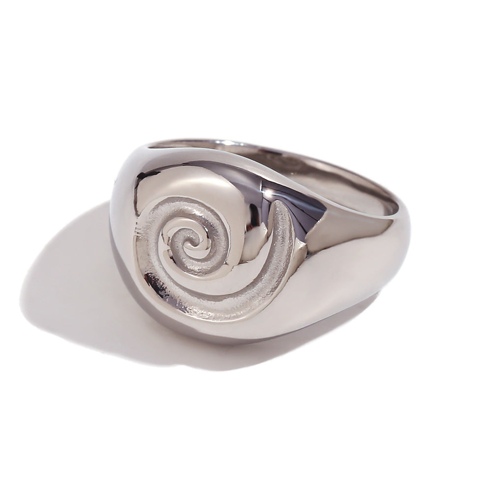 Fashion retro jewelry round face vortex ring for women