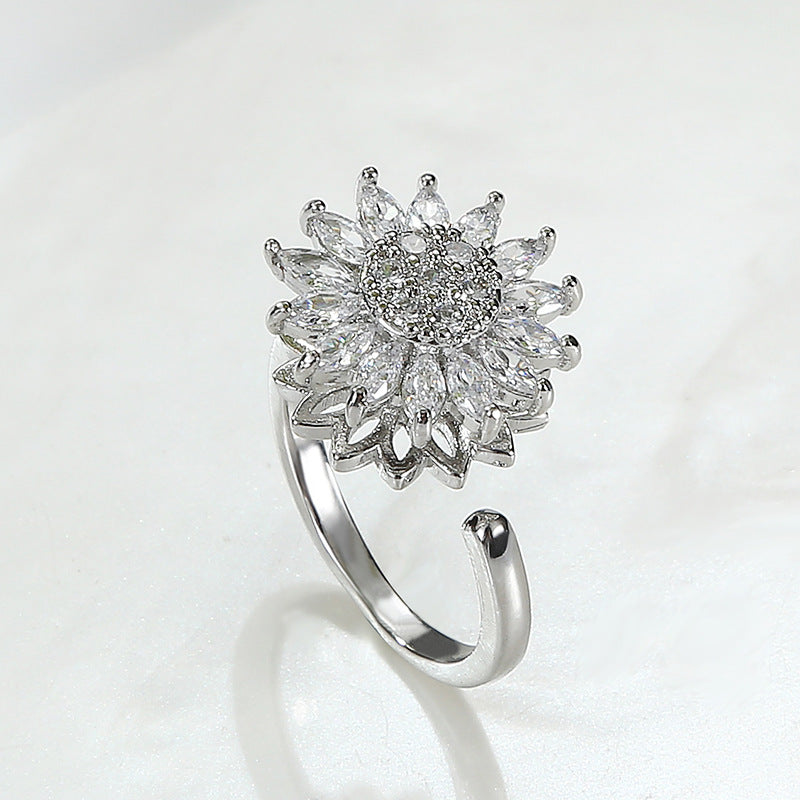 Sunflower Rotating Open Ring Women's Flower Fashion Ring