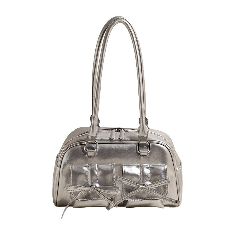 Bow Baguette Shoulder Messenger  Handbag