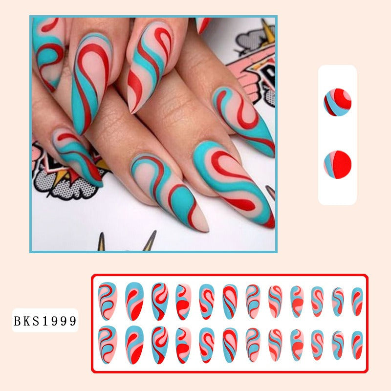 Nail Art Almond Nails Finished Wearable Nails Mid-Length Nail Art