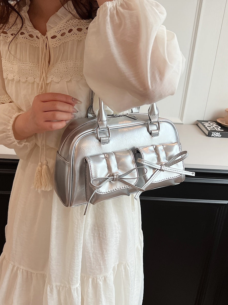 Bow Baguette Shoulder Messenger  Handbag