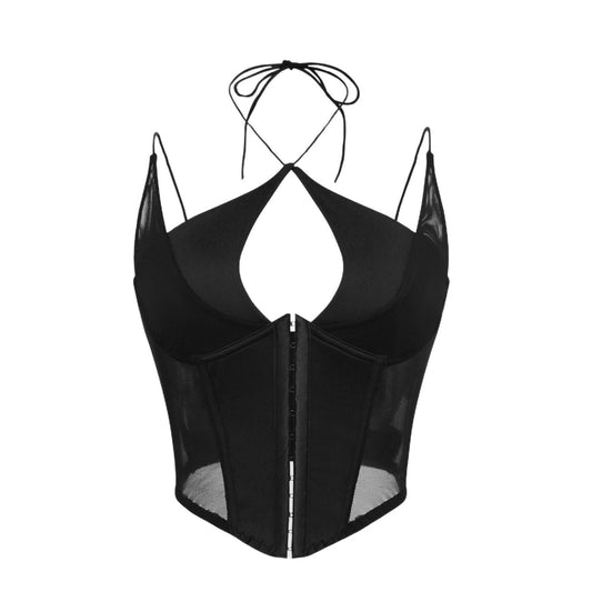 Solid Color Mesh Sheer Sexy Strapless Camisole