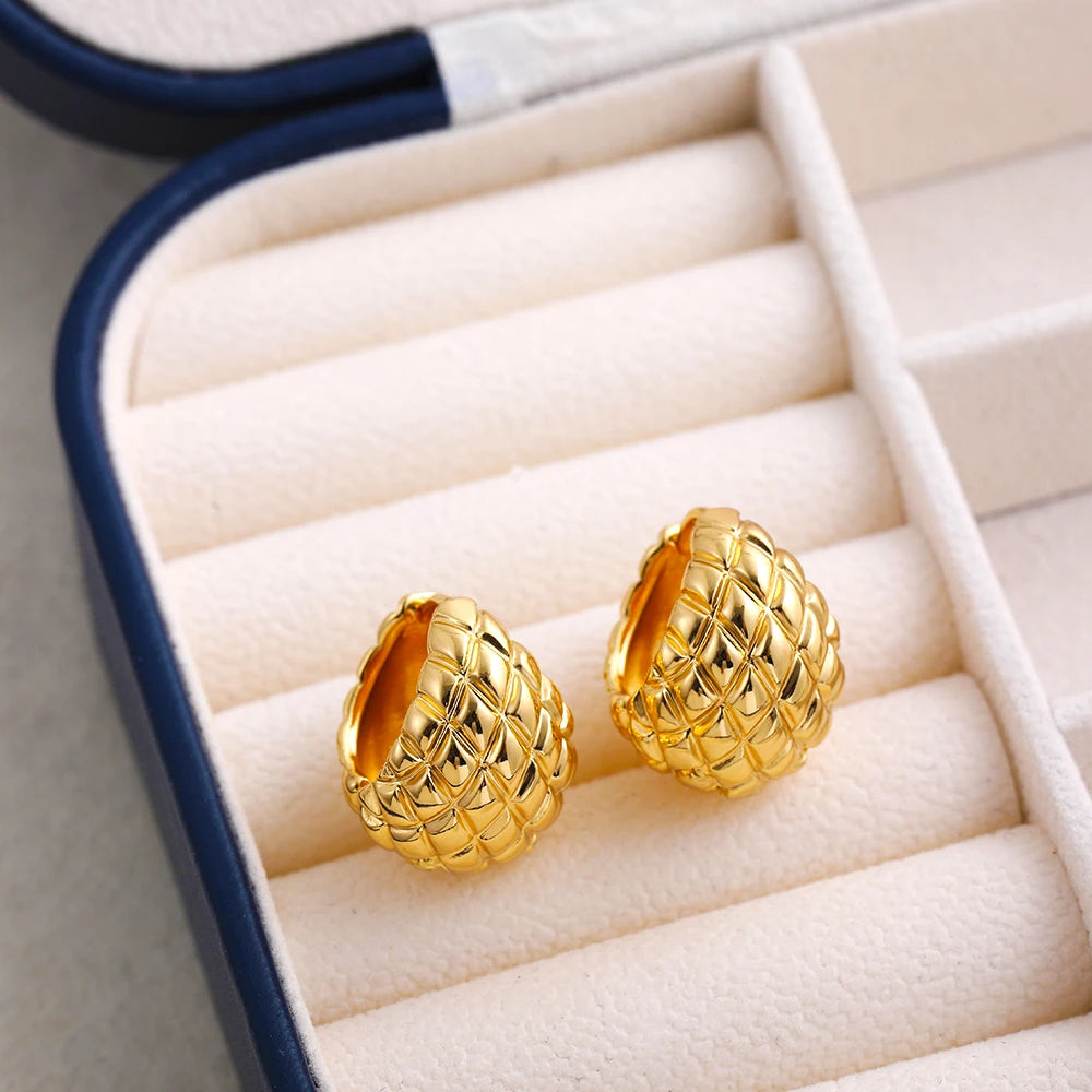 Creative Pineapple Shape Hoop Earrings Gold Plated