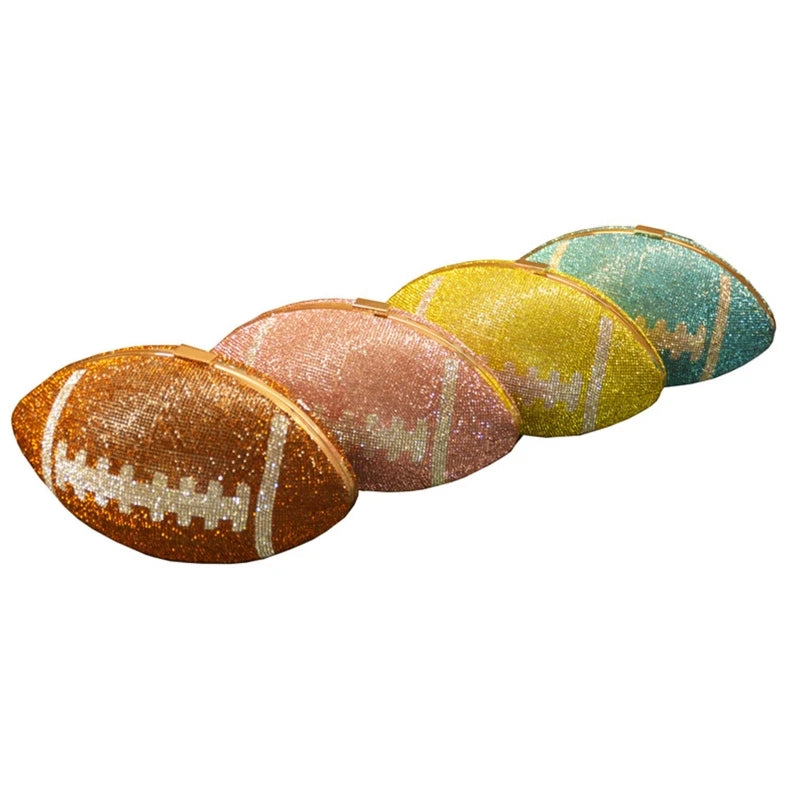Rugby Ellipse Ball Clutch Purses for Women Evening Rhinestone Handbags
