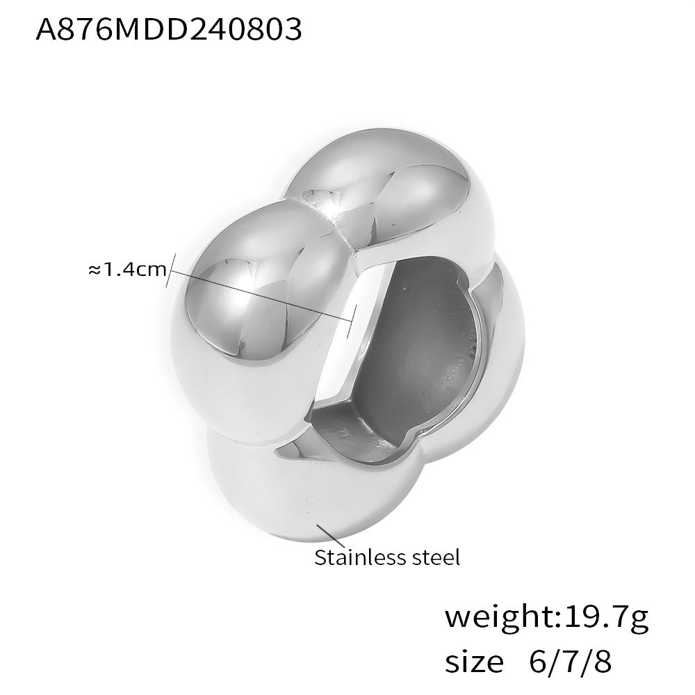 Fashionable hollow flower smooth geometric ring for women