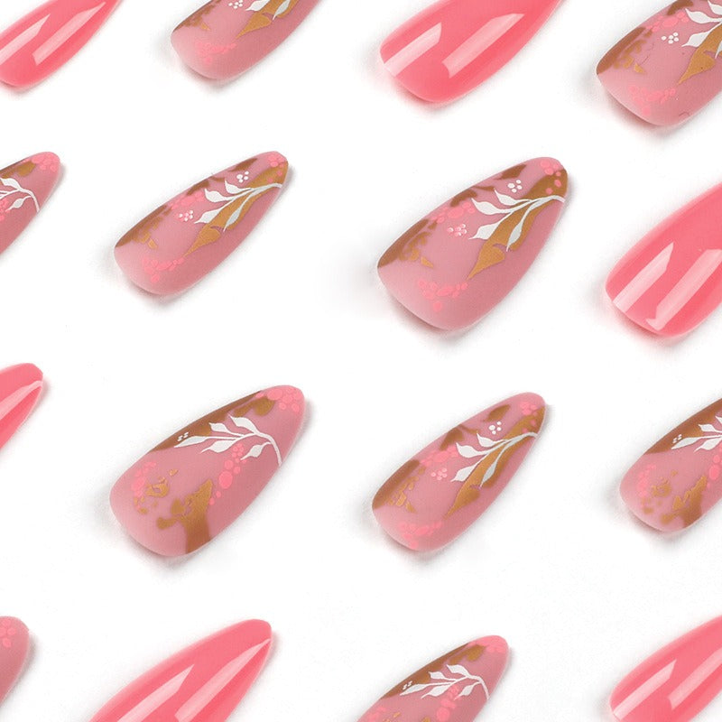 Manicure Wearable Nails Pink Nails Art Stickers White Flower