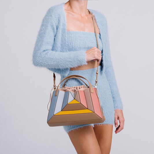 Contrast color stitching women's handbag