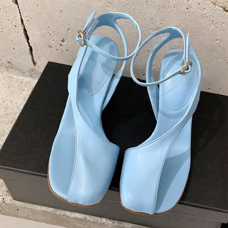 Strange Heel Square Toe Hollow Sandals  Women Shoes Summer