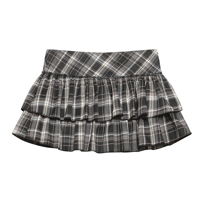 Women’s Summer Plaid Fluffy Skirt