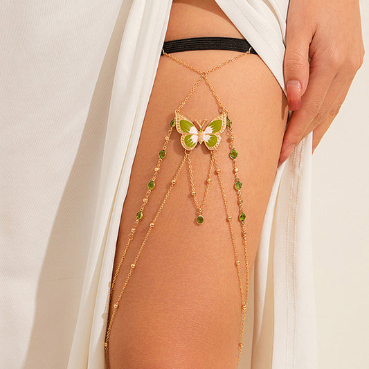 Trending New  Sexy Elastic Leg Chain  Painted Butterfly Tassel Leg Chain