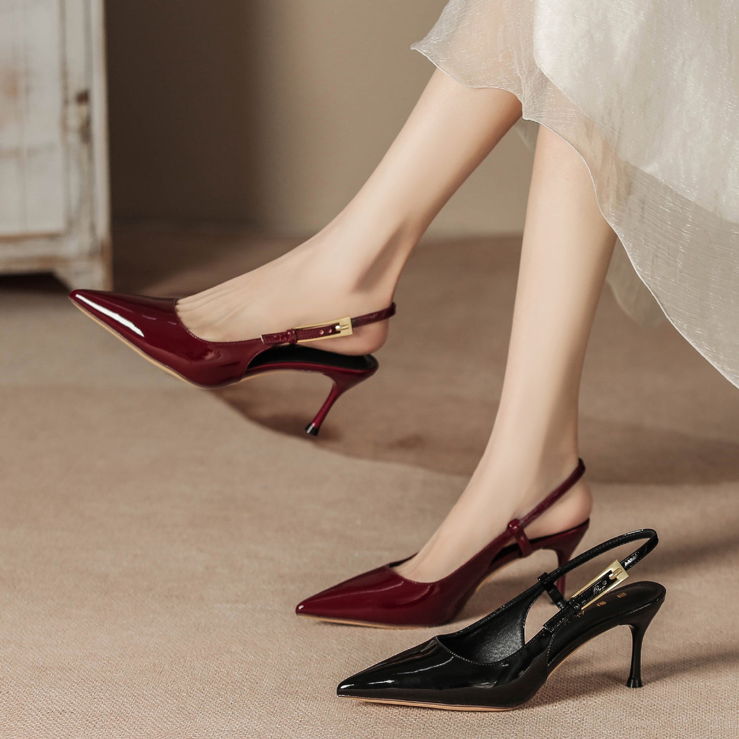 Women’s Red Patent Stiletto Ankle Strap Heels