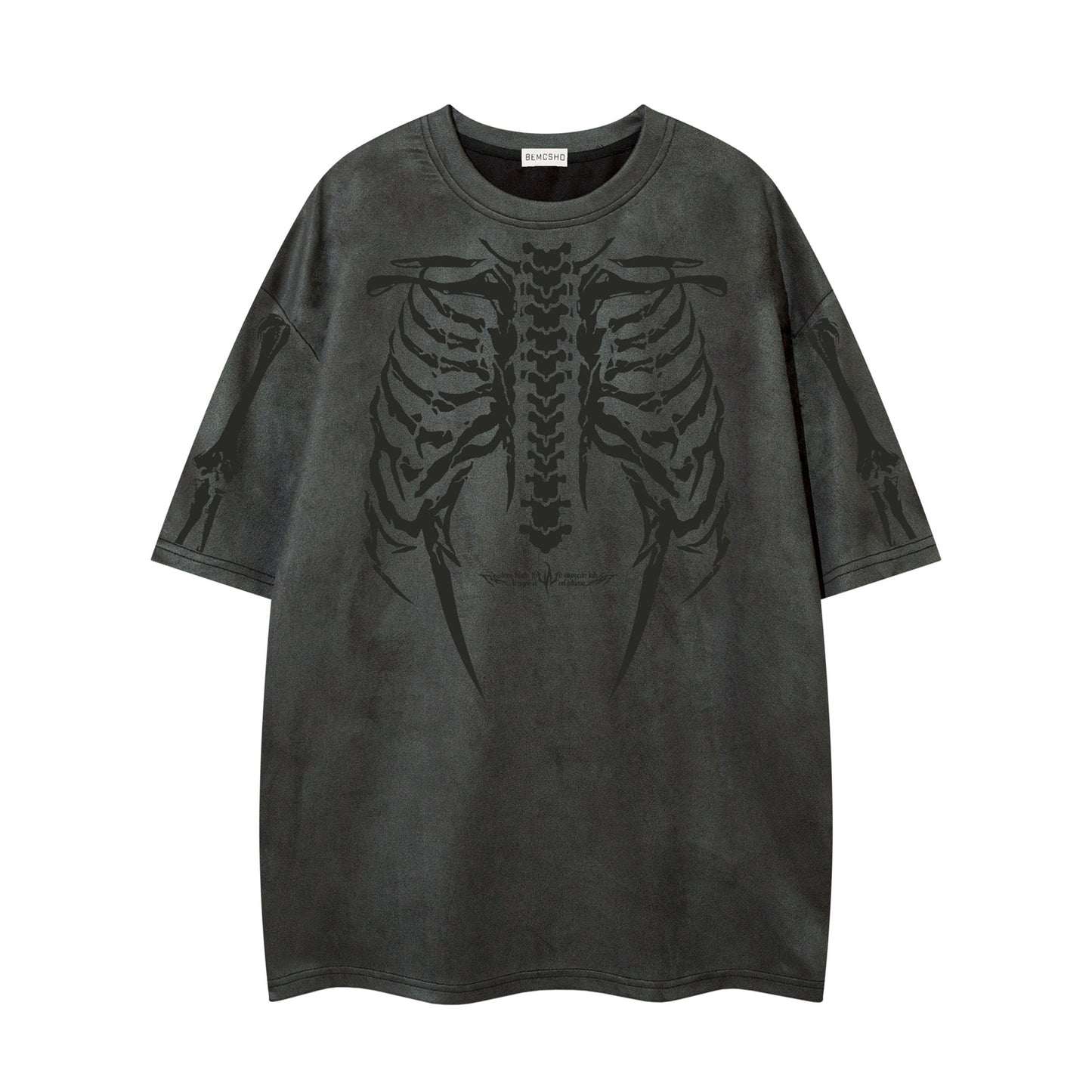 Skeleton print short sleeved T-shirt loose top