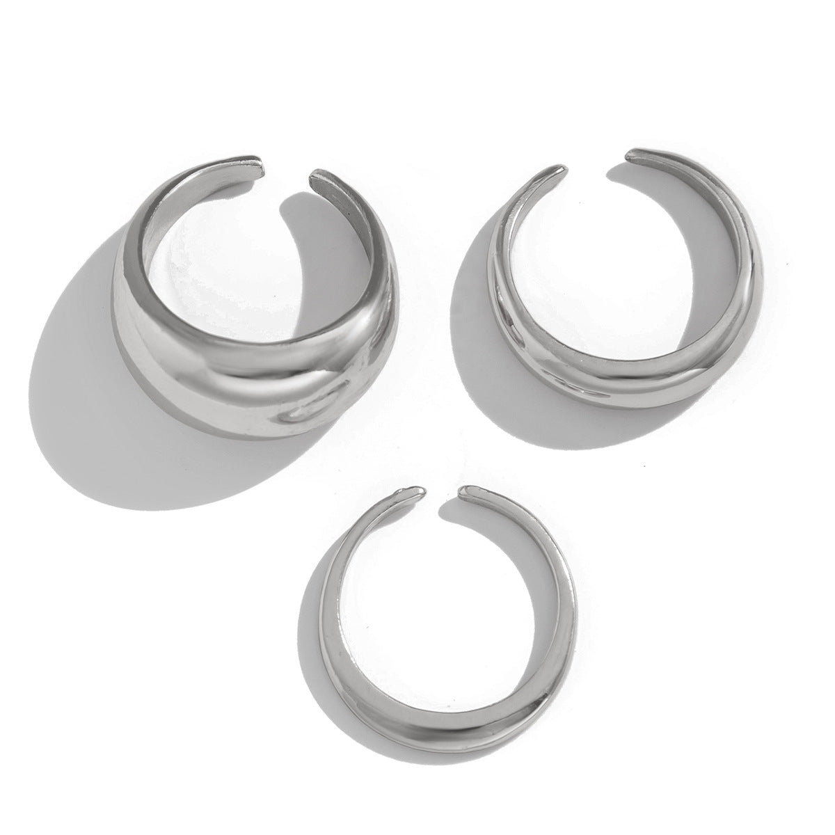Fashion alloy rings 3-piece set with smooth ring set