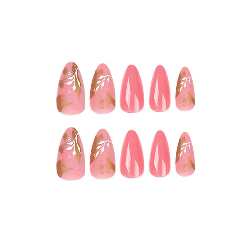 Manicure Wearable Nails Pink Nails Art Stickers White Flower