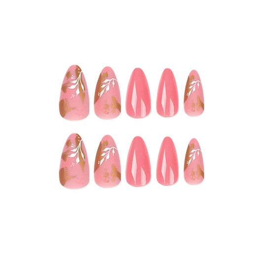 Manicure Wearable Nails Pink Nails Art Stickers White Flower