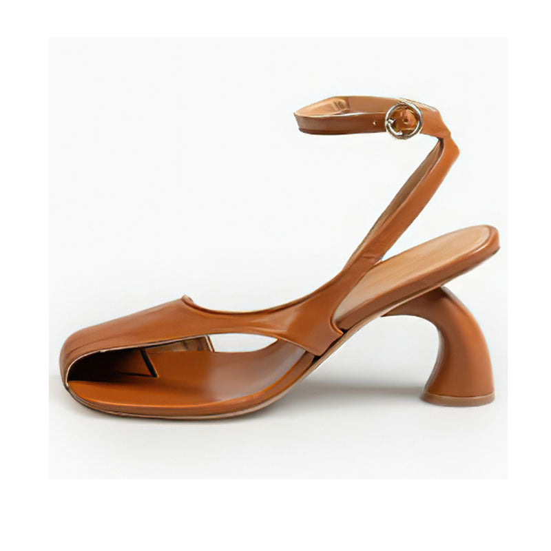 Strange Heel Square Toe Hollow Sandals  Women Shoes Summer