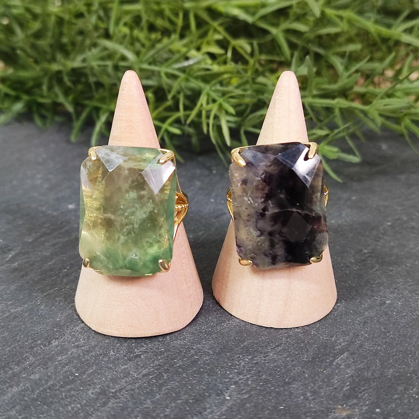 Rectangular Crystal Gemstone Rings for Women