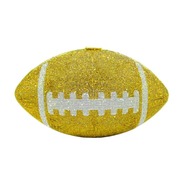 Rugby Ellipse Ball Clutch Purses for Women Evening Rhinestone Handbags