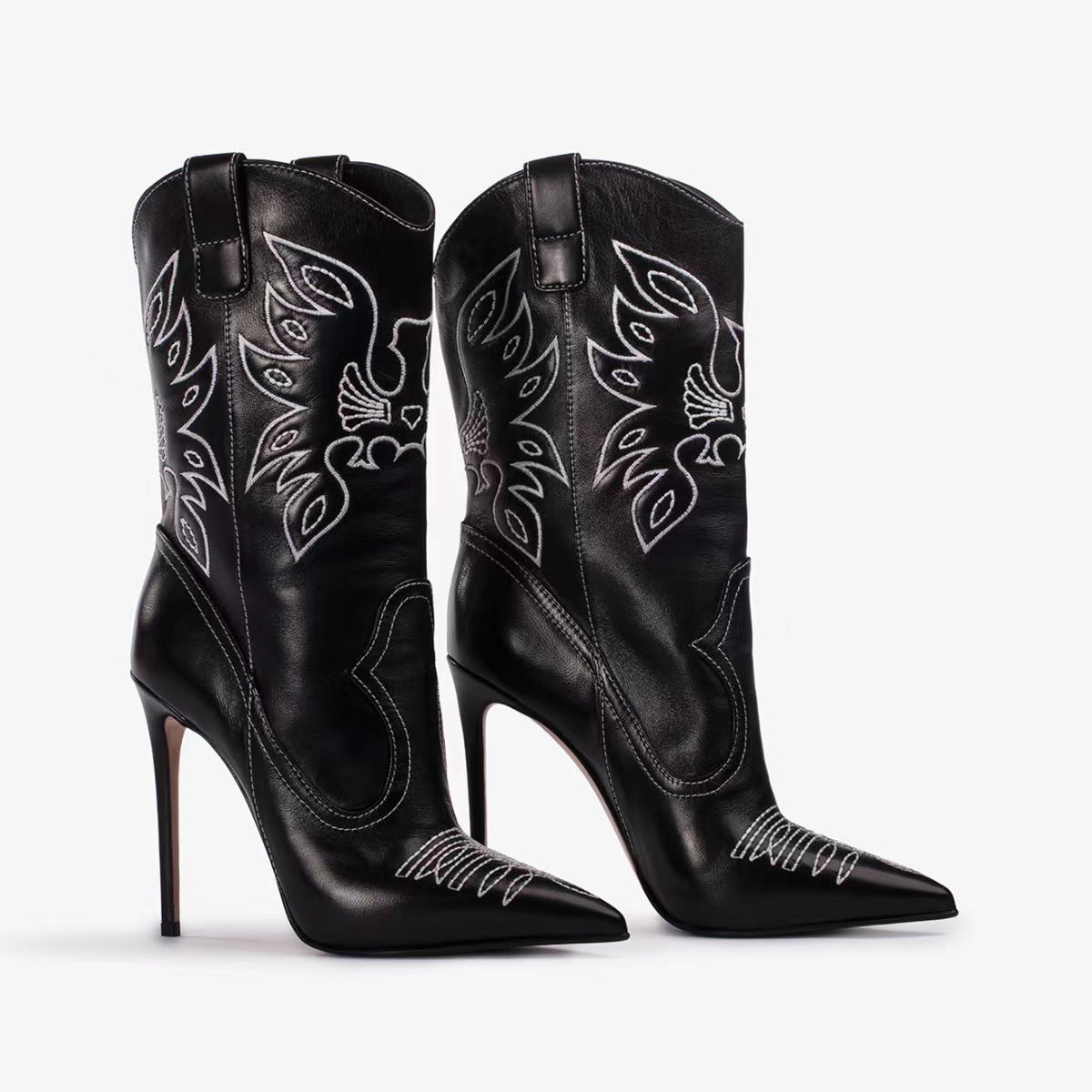 Embroidered Western Cowboy High Heel Boots