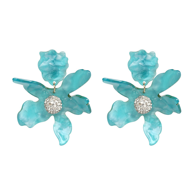 Luxury Resin Flower Statement Drop Earrings
