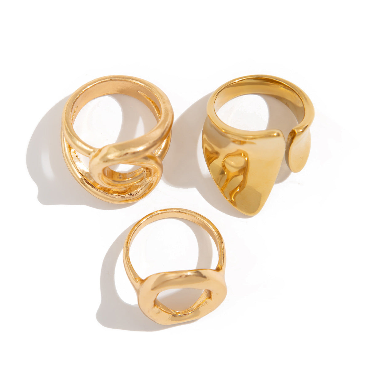 Ins style O-shaped smooth ring set versatile new style