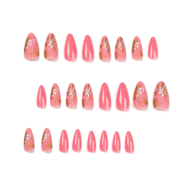 Manicure Wearable Nails Pink Nails Art Stickers White Flower