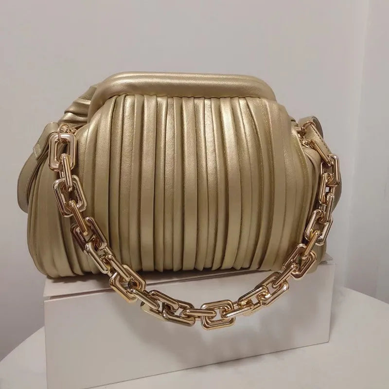 Thick Gold Chain Designer Shoulder Purse Handbag