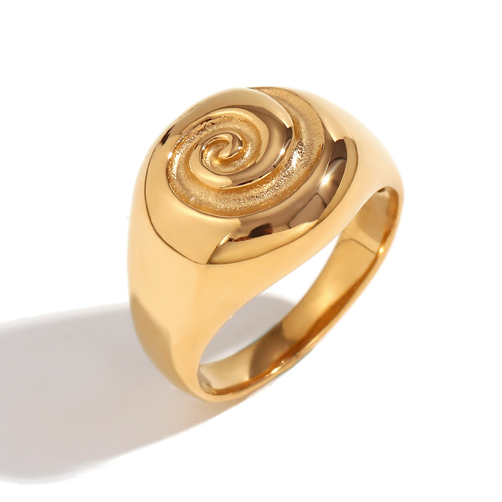 Fashion retro jewelry round face vortex ring for women